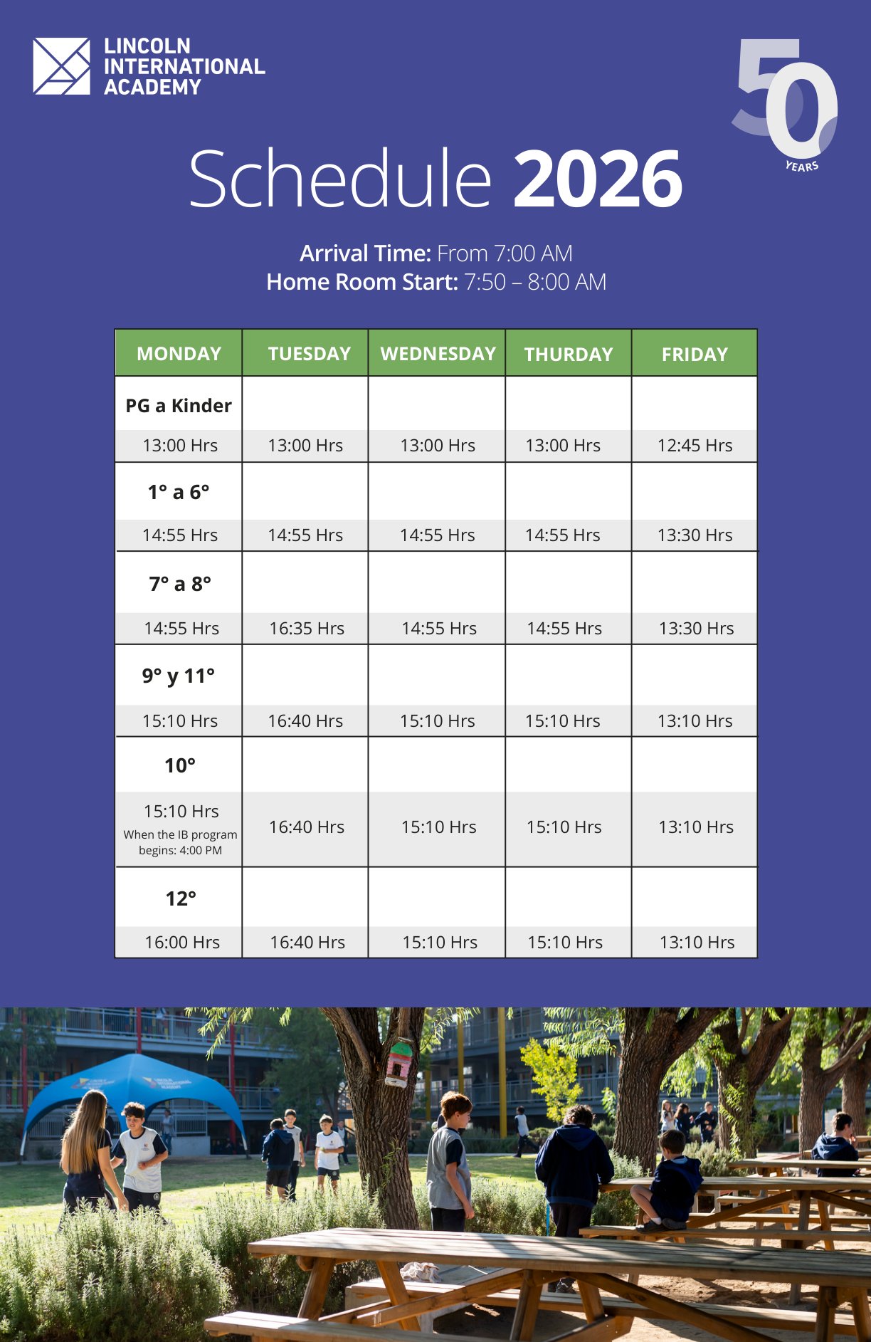 Horarios 2026